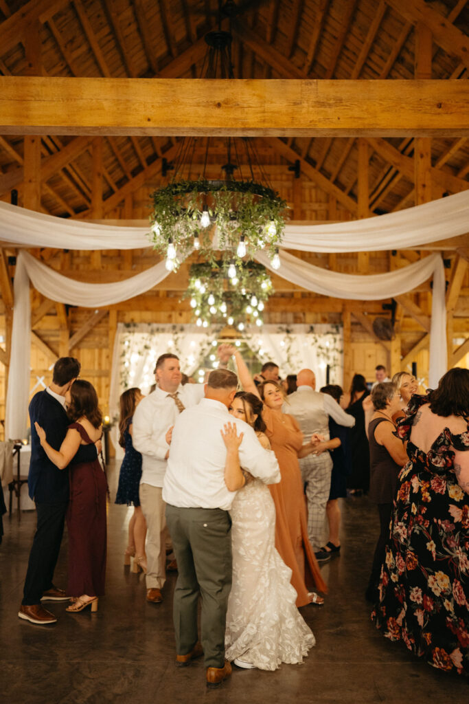 Couple dancing among guests on the dance floor