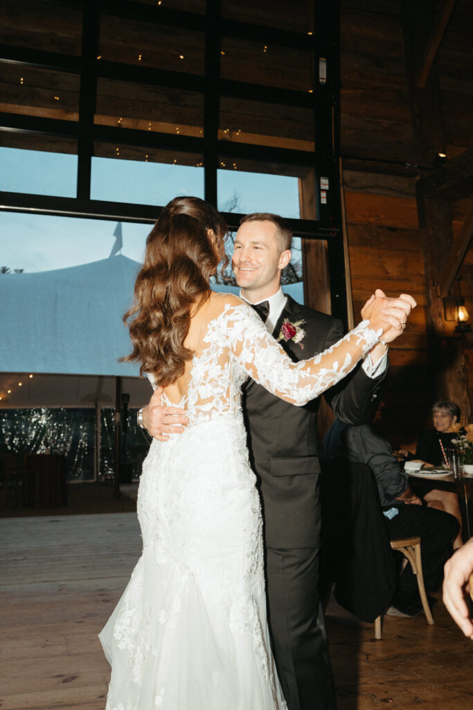 Couple's first dance, close up of the embrace