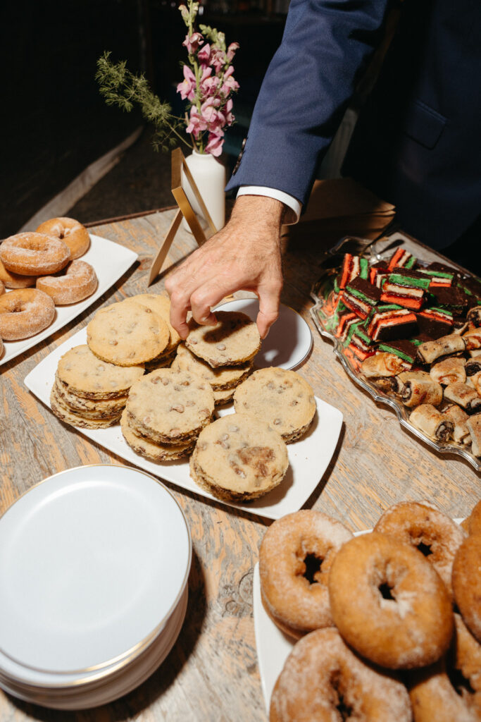 Tray of cookies, doughnuts and bagels